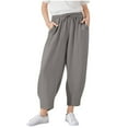 thumbnail image 2 of Bnwani Girls Pants Harem Pants Solid Color Elastic Waist Casual Loose Pants with Pockets Gray, 2 of 8