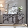 thumbnail image 3 of PurelyGoods 66" Large Buffet Sideboard Cabinet with 4 Doors and 3 Drawers, Buffet Table Coffee Bar Wine Bar Storage Cabinet for Dining Room, Living Room, Weatherworn Grey, 3 of 12