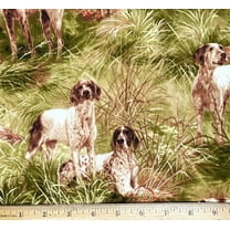 1/2 Yard - Hunting Dogs Scenic Cotton Fabric (Great for Quilting, Sewing, Craft Projects, Throw Pillows & More) 1/2 Yard X 44" Wide