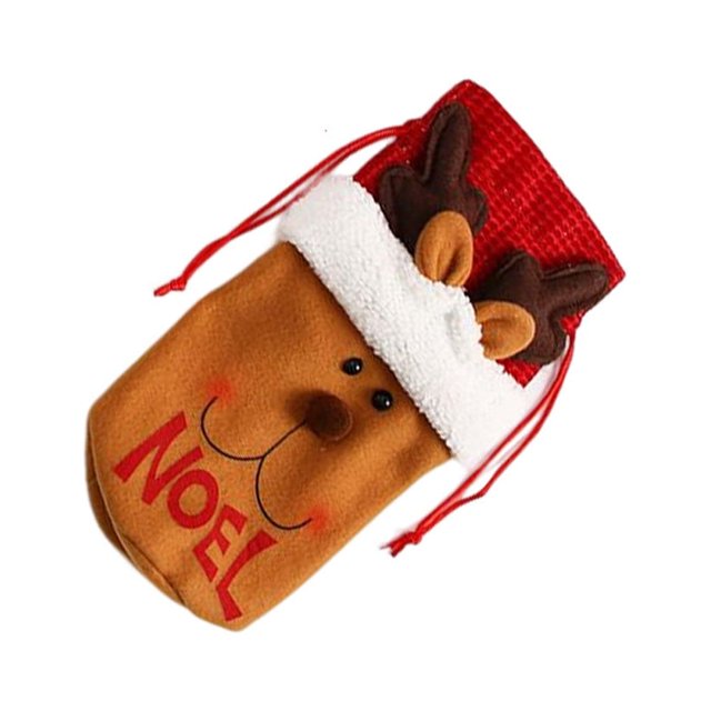 Bewildely Funda para botella de vino con cordón de alce, de comedor de felpa, ropa de lentejuelas, decoración del hogar, bolsa de champán, Kits de decoración para fiestas Alce Bewildely HA068247-03
