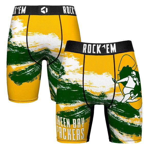Men's Rock Em Socks  Green Bay Packers Gridiron Classic Paint Boxer Briefs