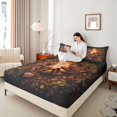 thumbnail image 2 of Manfei Jungle Adventure Fitted Sheet Full 3 Pieces,Camping Campfire Bed Set,Brown Orange,1 Fitted Sheet and 2 Pillowcases, 2 of 6