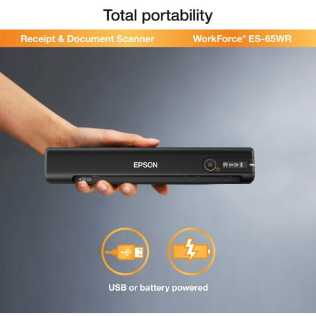 Epson - ES-65WR Wireless Mobile Color Document Receipt Scanner - Black