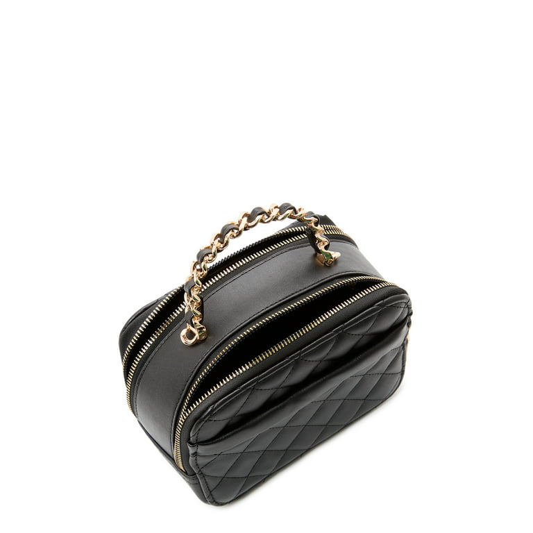 Nicole Miller Black Leather Hot Pink Lining Wallet Small Handbag