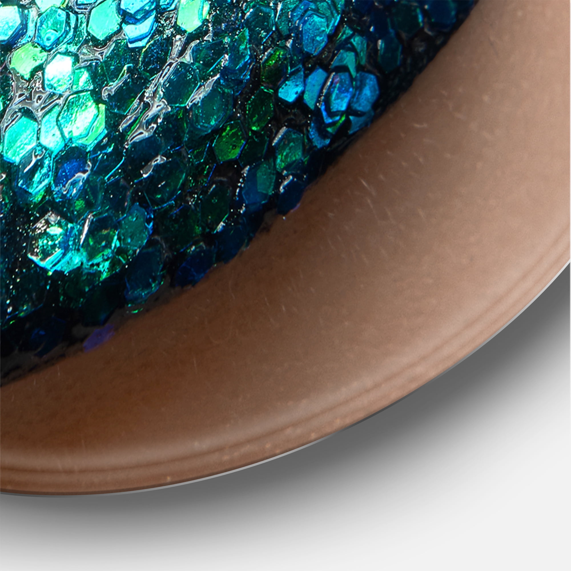 Designart 'Woman Lips With Black Lipstick Blue Diamonds' Modern Circle Metal Wall Art 11x11 - Disc of 11