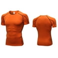 thumbnail image 4 of WREESH Men's Fitness T-Shirts Stretch Quick-Drying Solid Color Crew Neck Short Sleeve Sports Tops Orange, 4 of 9