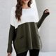 thumbnail image 4 of Pntutb Mujer Casual Empalme Cobertura Bolsillo Blusa Manga Larga Tops Suéter Pntutb Pntutb-4212, 4 of 8