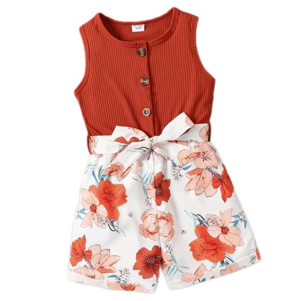 Floral Print Button Romper
