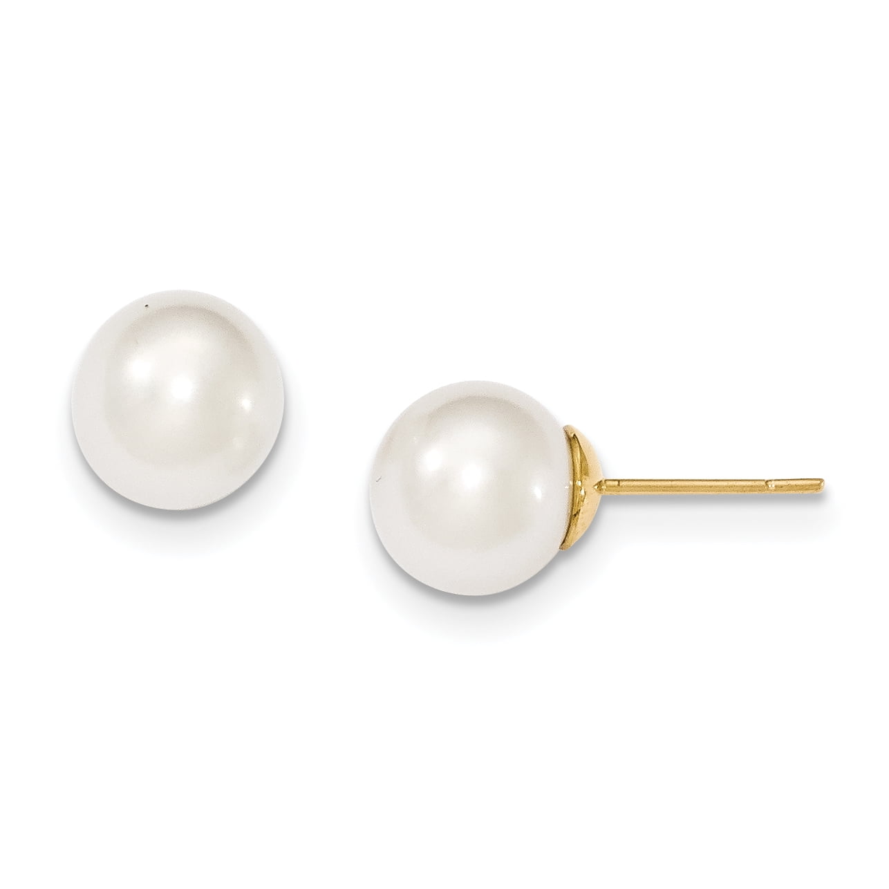 14k Gold 10-11mm Round White South Sea Cultured Pearl Post Earrings ...