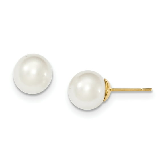 14k Gold 10-11mm Round White South Sea Cultured Pearl Post Earrings