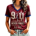 thumbnail image 2 of 9/11 25th Anniversary Shirt Womens WE Will Never Forget Tee Shirts | Lightweight Fabric, V Neck Short Sleeve Tops, American Flag, 2001-2026 25Th Anniversary Tops, Patriotic Honor Tee Shirt Red,3XL, 2 of 4