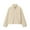 Beige, variant on Womens Half Zip Fleece Sweater Jacket No Hood Faux Shearling Fuzzy Sherpa Crop Sweatshirt Long Sleeve Pullover (L, Beige)