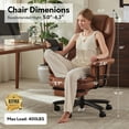 thumbnail image 3 of Ninecer Reclining Office Chair with Footrest 400LBS High Back PU Leather Swivel Executive Computer Chair Adjustable Height Ergonomic Desk Chair for Home Office Brown, 3 of 9