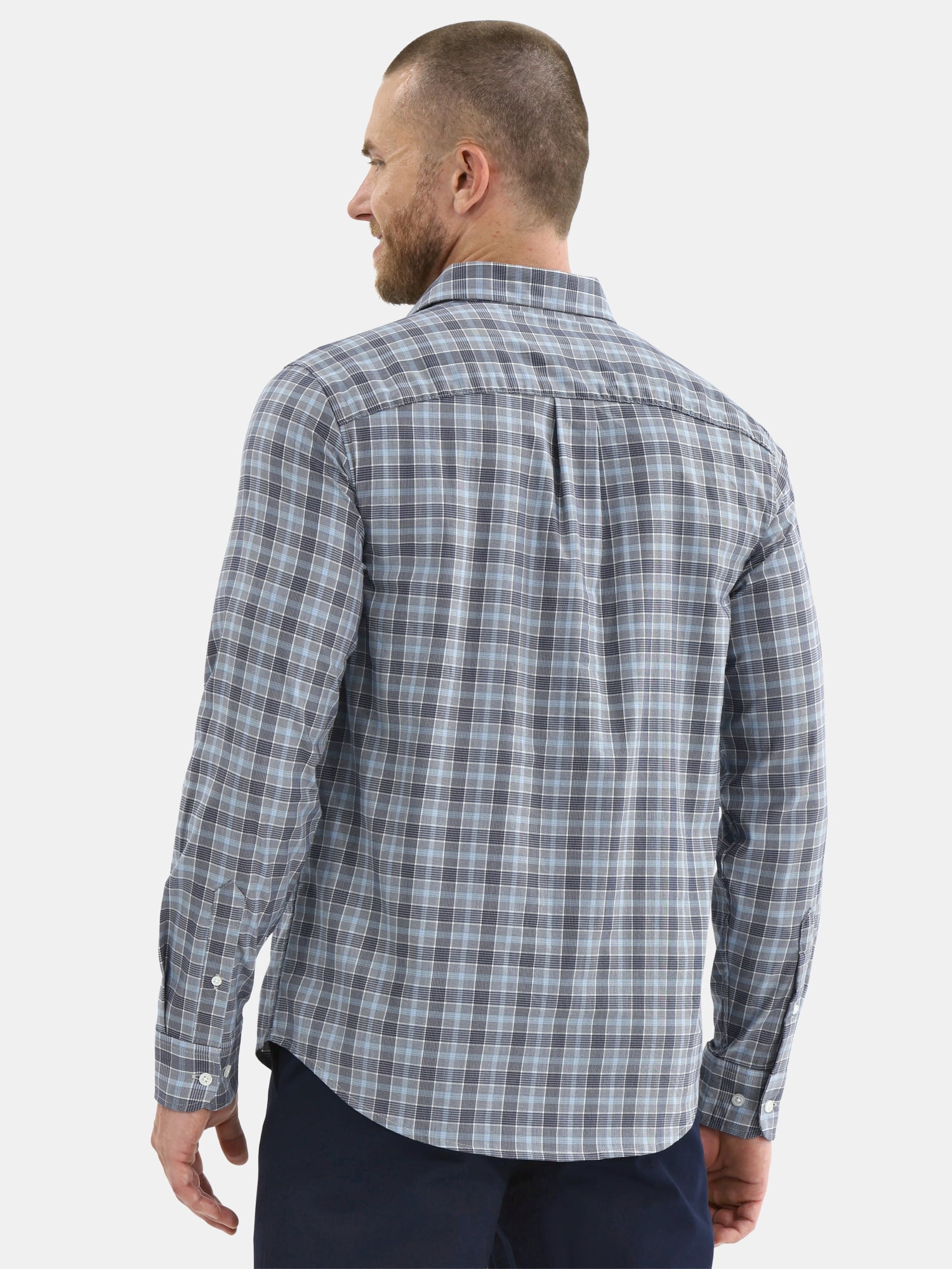 George Men's and Big Men's Performance Button Up Shirt with Long Sleeves, Sizes S-3XL
