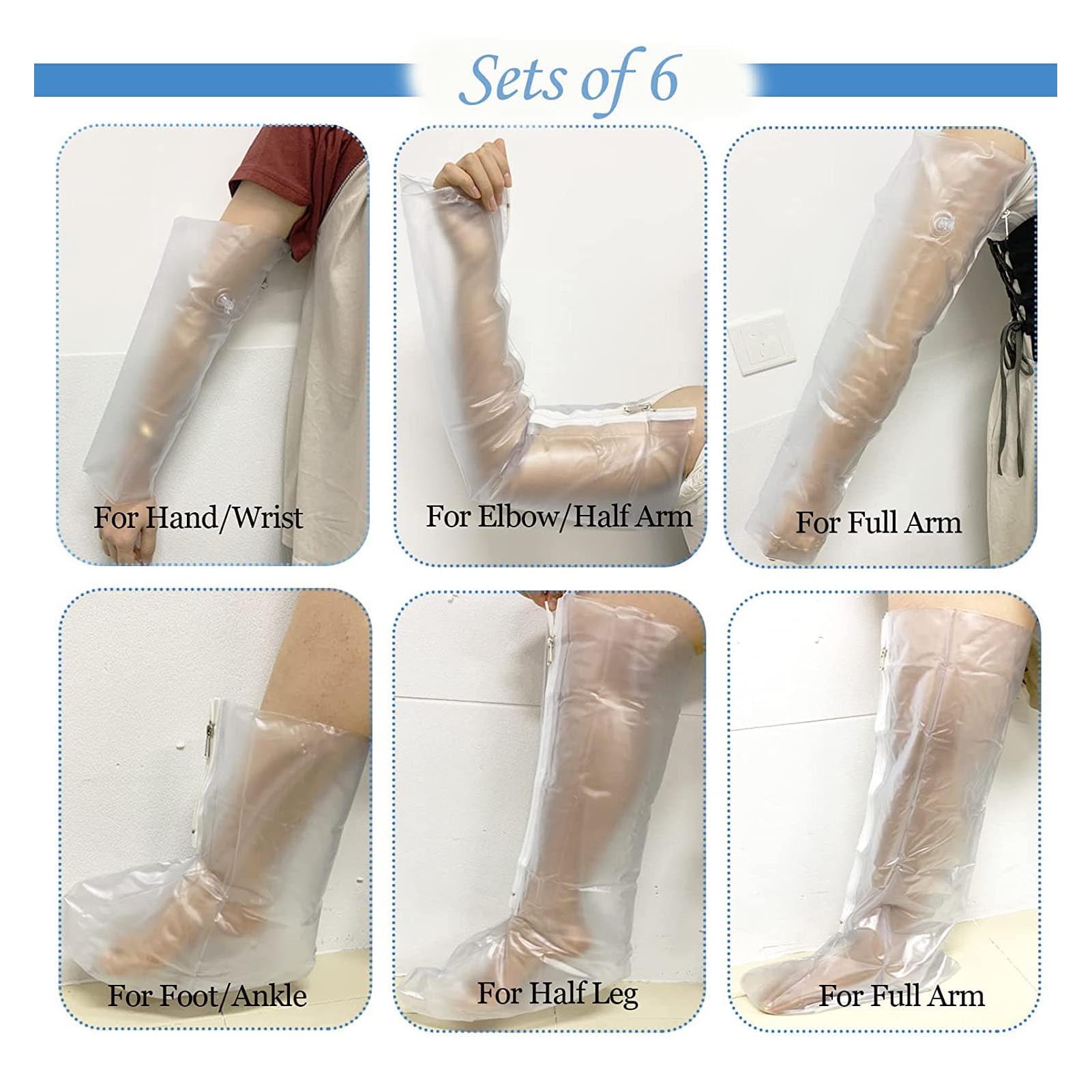 Yajisi 6PCS Inflatable Splint Set for Adult & Teen, PVC Air Stabilizer Brace for Arm, Leg, Hand, Foot, Ankle Injuries, Includes Pump & Storage Bag (14.8-32.3 inches / 37.5-82 cm)