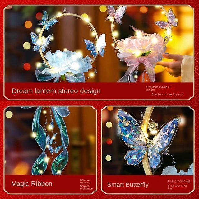 Butterfly Flower Lantern Decoration New Year Decoration Luminous Lotus Partys Decoration Birthday Gi