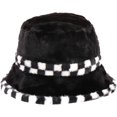 thumbnail image 4 of CoCopeaunts Mens Bucket Hat Winter Plush Warm Fashion Hundred Women Basin Cap Splicing Checkerboard Lattice Brim Fisherman Hats, 4 of 8