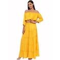 thumbnail image 1 of eloria Women Fashion Off Shoulder Flared Sleeves Maxi Dress Any Occasion, Fabric: Rayon, Color : Yellow, Size : Large, 1 of 6