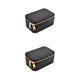 thumbnail image 1 of Joyero Minnieouse Cremallera Compartimento Almacenamiento PU Cuero Pantalla Señora Flannelette Organizador de viaje Negro 2piezas, 1 of 6