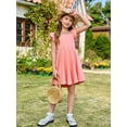 thumbnail image 5 of Girls Dress Summer Ruffle Sleeve Mesh Casual Party Dresses with Pockets for Kids, 5 of 18