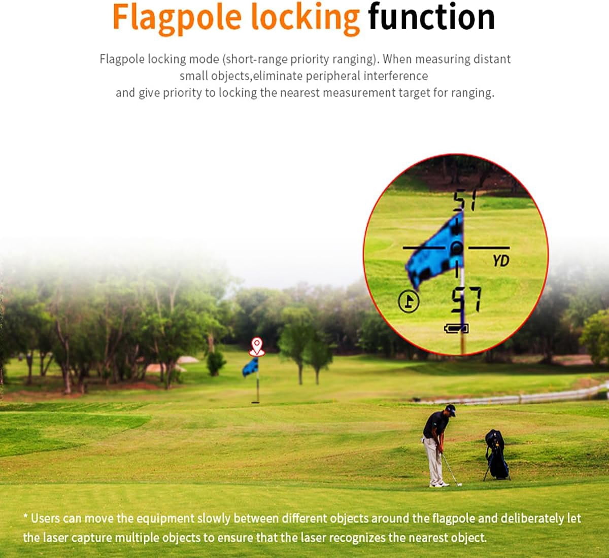 Golf Rangefinder with Slope 650m 710yds 5 Modes ±0.5yd Accuracy Flagpole Lock Pin 6x Magnification Laser Rangefinder