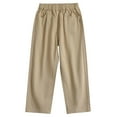 thumbnail image 2 of TrendOFT Khaki Uniform Pants for Boys Flat Front Stretch Twill Flat Front Chino Pants Adjustable Elastic Waist School Uniform Pant 5-6 Years, 2 of 7