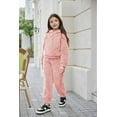 thumbnail image 3 of Oudiya Girls 2 Piece Sweatsuit Outfits Bear Ear Fuzzy Long Sleeve Hoodie Sweatshirt and Sweatpant Clothing Set for Kids 5-13Y, 3 of 6