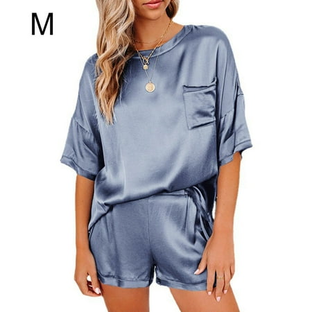 

2pcs Pajama Set Short Sleeve Woman Sleepwear Nightwear Summer Sext