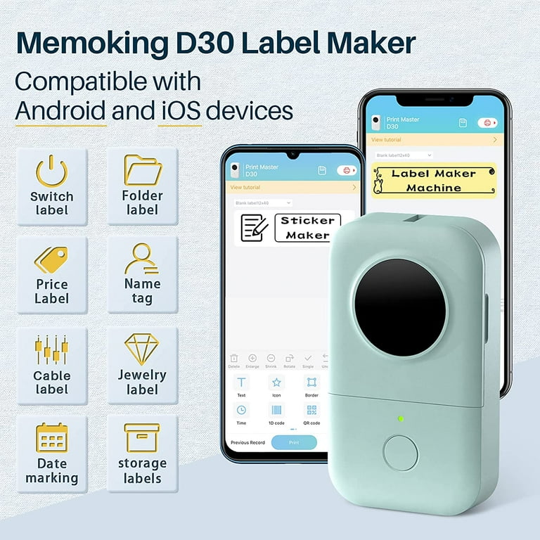 Phomemo D30 Label Maker Bluetooth Thermal Mini Label Printer Small Portable Machine with Tape, Labeling Printer Available for Smartphone Easy to Use ...