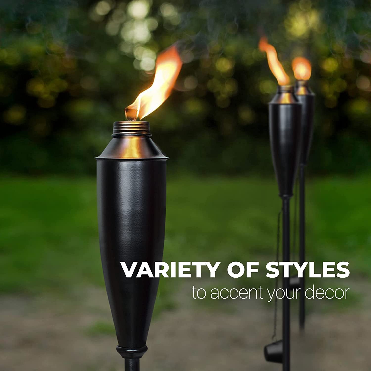 Deco Window Complete Window Solution - Set of 4 60-inch Citronella Garden Outdoor/Patio Flame Metal Torch -Black Matt