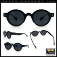 thumbnail image 2 of Mens Thick Plastic Round Oval Keyhole Horn Rim Hipster Vintage Style Sunglasses All Black, 2 of 8