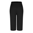 thumbnail image 4 of Capris for Women With Free Shipping Under $10 Casual Solid Color Elastic Waist Straight Leg Pants, 4 of 6