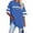 Blue, variant on Women T-Shirt Ladies Loose Fit Letter Striped Short Sleeve Casual Tops Summer O-Neck Relaxed Fit Shirts