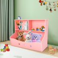 thumbnail image 6 of Light Pink Kids Toy Storage Organizer with Kids Bookshelf 2 Tier Nursery Book Shelves Toddler Bookshelf Toy Shelf for Children's Room Playroom Bedroom Kindergarten School (2-Tier Light Pink), 6 of 14