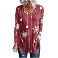 thumbnail image 2 of Pntutb - Camiseta de manga larga con cuello en V para mujer, informal, con estampado de copos de nieve de Navidad Pntutb Pntutb-7259, 2 of 4