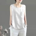 thumbnail image 2 of KDDYLITQ Cotton Linen Tank Tops for Women 2026 Summer Vacation Lounge Tees Loose Fit Sleeveless Crewneck Neck Shirts Lightweight Tshirts White M, 2 of 5