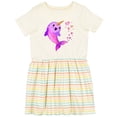 thumbnail image 3 of Inktastic Valentine's Day Cute Pink Narwhal with Hearts Girls Toddler Dress, 3 of 5