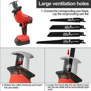 21V Cordless Reciprocating Saw,Electric Hand Saw Sawzall Cordless with 2 Rechargeable Battery & Fast Charger, 8 Saw Blades for Wood/Metal/PVC Pipe Cutting