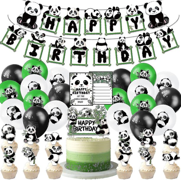 Juego de 35 piezas de decoración para fiestas de cumpleaños con temática de panda