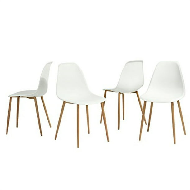 Greenforest Eames White Dining Chair, Plastic Dining Chairs Set Of 4