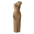 thumbnail image 3 of Txlixc Vestidos Largos para Mujer, Adulto Color Sólido Sin Mangas Un Hombro Plisado Abertura Lateral Slim Fit Vestido Femenino Txlixc Moda, 3 of 8