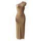 thumbnail image 3 of SAYOO Vestidos Largos para Mujer, Adulto Color Sólido Sin Mangas Un Hombro Plisado Abertura Lateral Slim Fit Vestido Femenino SAYOO  Moda, 3 of 8