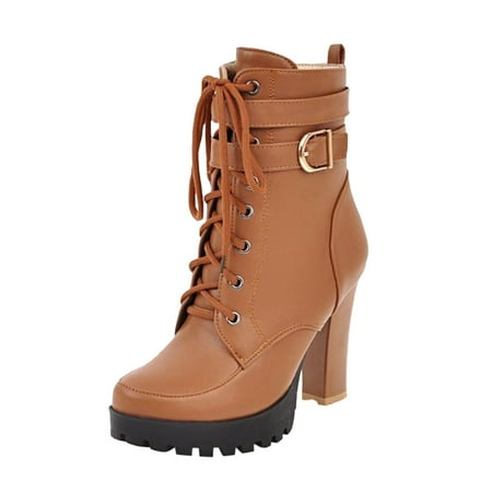 

Jungdeepe Women s Autumn And Winter Fashion British Style High Heeled Ankle Boots Round Toe Non Ankle Women s Suede Leather Snow Boots Football Boot Sprain Boot Women Work Boots S Booties