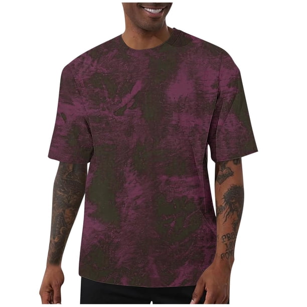 Casual Suelto Elástico de Manga Corta de los Hombres Blusa, Cuello Redondo de Color Sólido Top Deportivo para Gimnasio Y Actividades Al Aire Libre