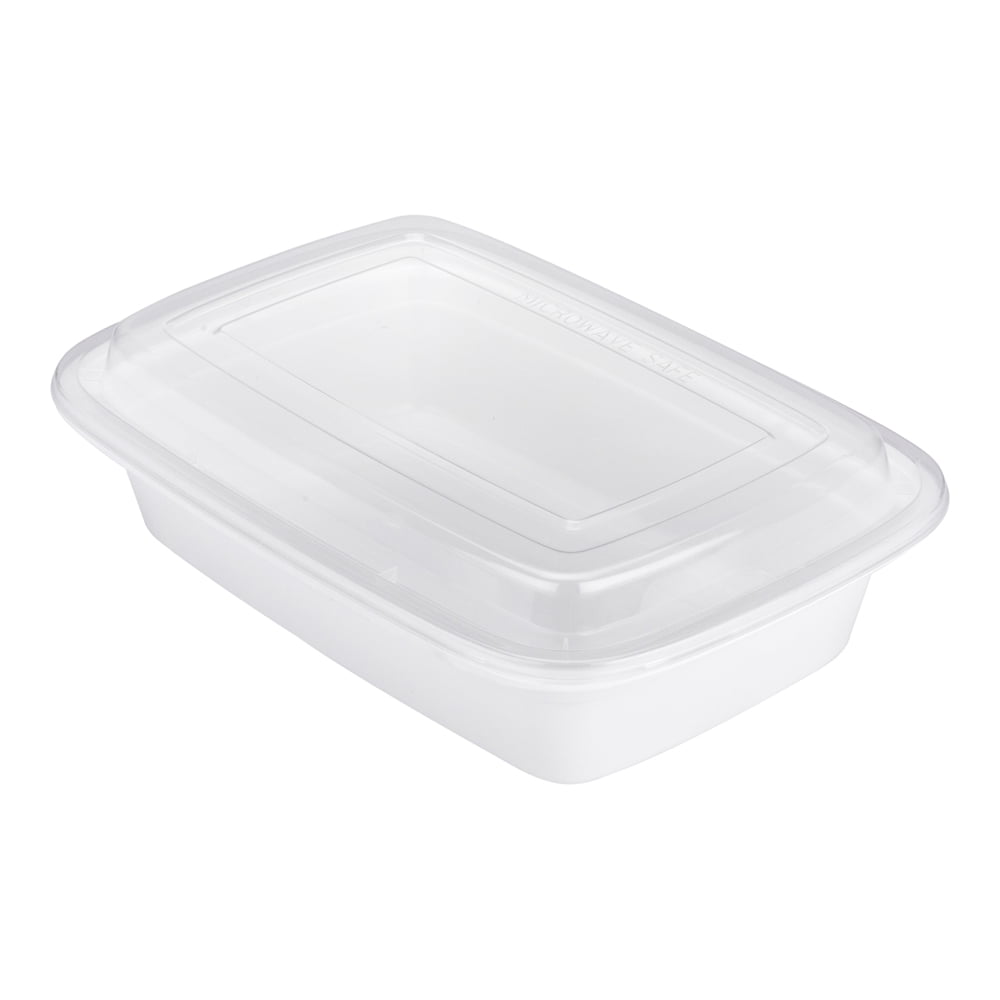 Asporto 24 oz Rectangle White Plastic To Go Box with Clear Lid