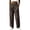 Coffee, variant on Women's Wrinkle Resistant Light Denim Wide Leg Jeans,Comfort Elastic Waistband Deep Side Patch Pocket Split Ankle Walking Pants White XL