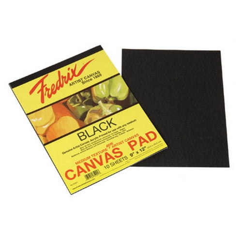 Fredrix Primed Canvas Pad, Multiple Sizes, Black, 10 Sheets
