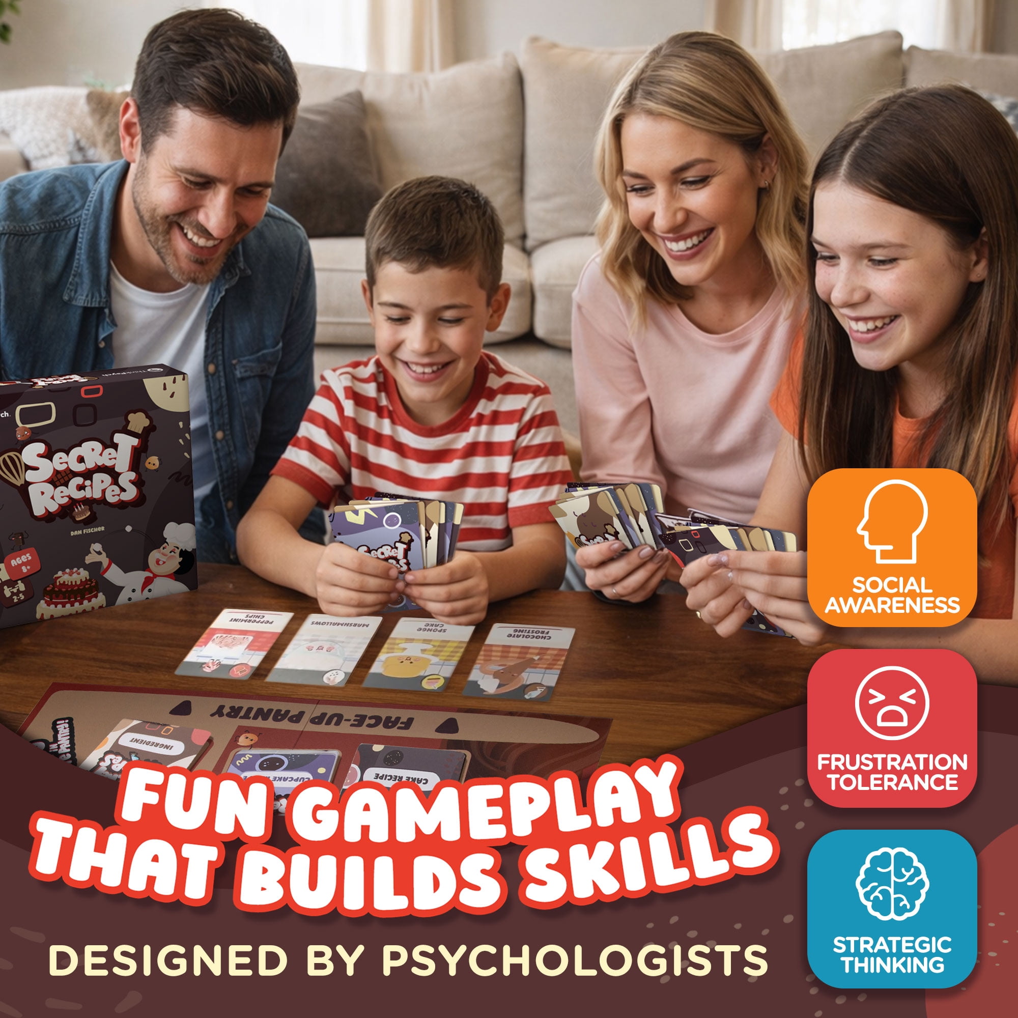 ThinkPsych Secret Recipes Card Game – Go Fish Style Card Game for Ages 8+ – 2 to 5 Players