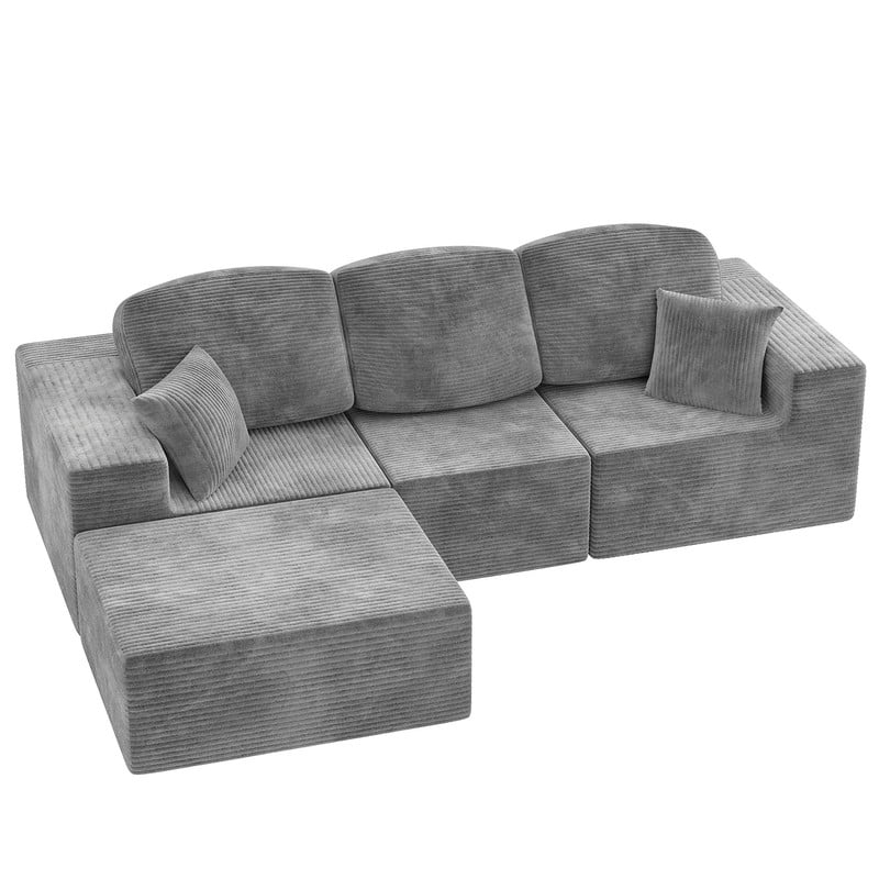 Homall 98.4" L-shaped Multi-person Boneless Sectional Couches and Sofas Modular Sectional No Assembly Required Living Room Sofa Furniture Sets, Gray