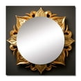 thumbnail image 2 of Designart "Abstract Golden Sunflower Glamour II" Sunflower Square Mirror For Wall Decor - Large Gold Square Mirror Printed Wall Decor - Traditional Square Living Room Mirror, 2 of 5